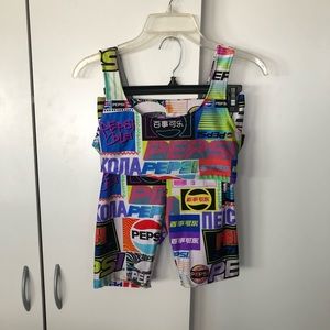Forever 21 Retro Pepsi biker shorts and top combo